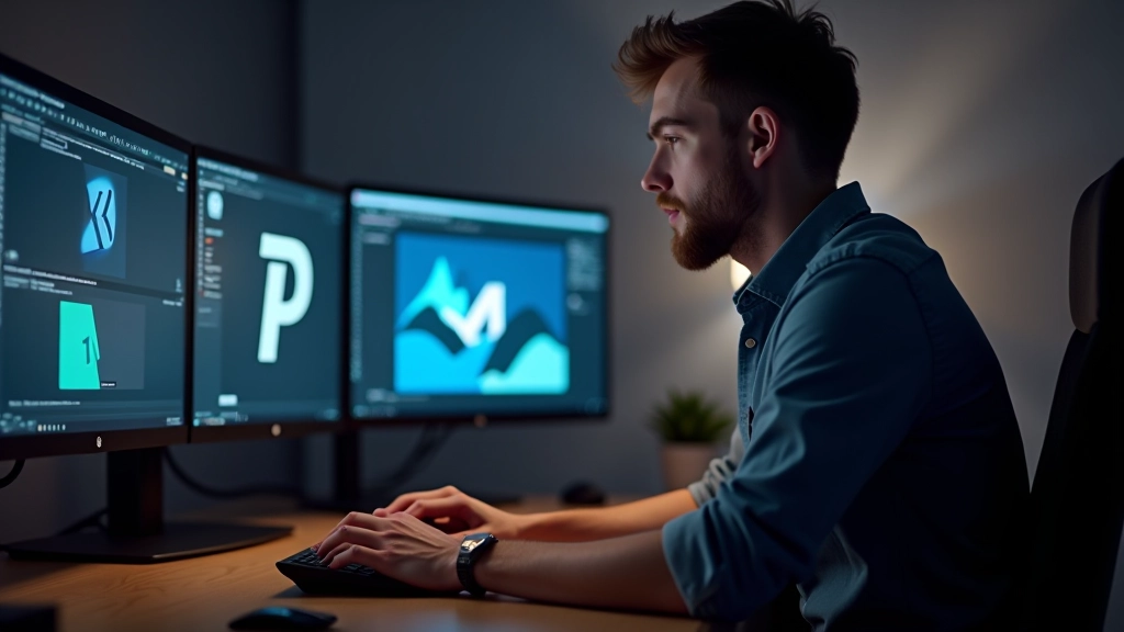 Designer a trabalhar em animação de logótipo no computador com software de motion graphics