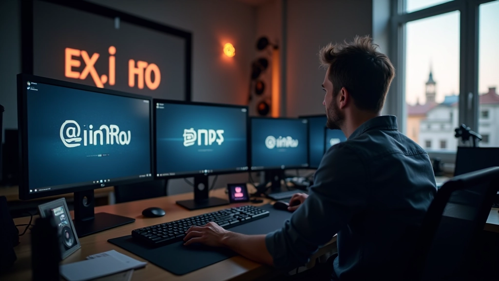 Estúdio de design de movimento com estações de trabalho modernas e monitores exibindo animações de logótipos